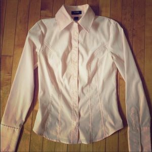 Express pale pink fitted button-down shirt